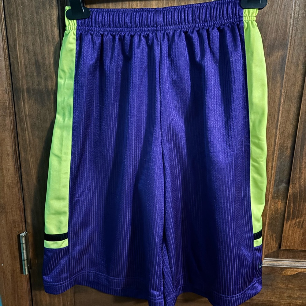 Nike Purple and Lime Green Boys' Athletic Shorts